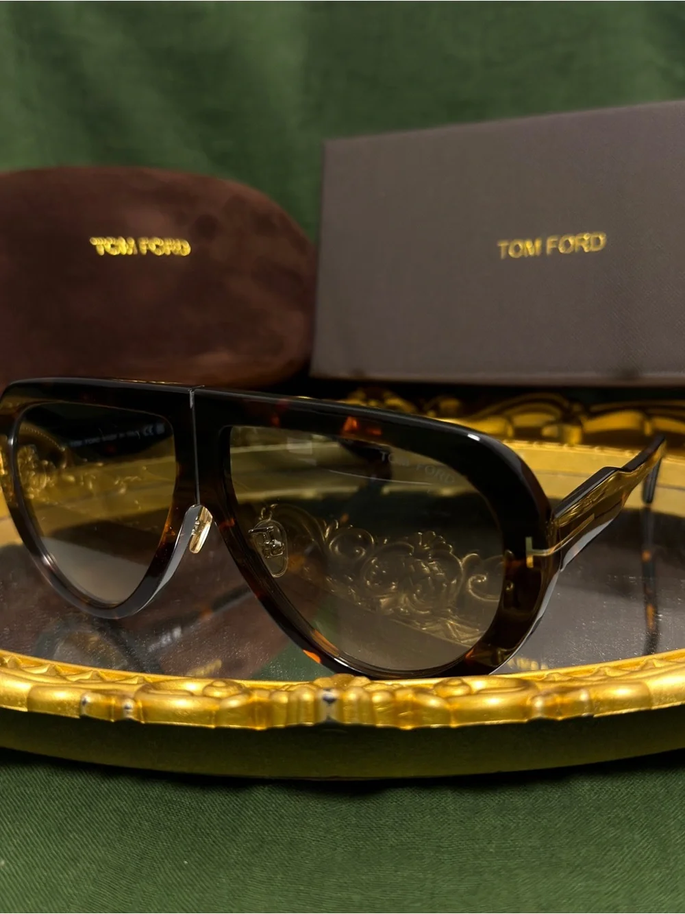 Tom Ford Men’s Tortoiseshell Aviator Sunglasses - Brown Gradient